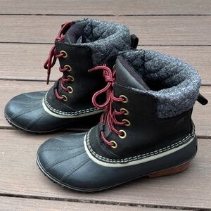 Sorel SLIMPACK II Lace Winter Boots Women's Size 8 Black Waterproof - LIKE NEW